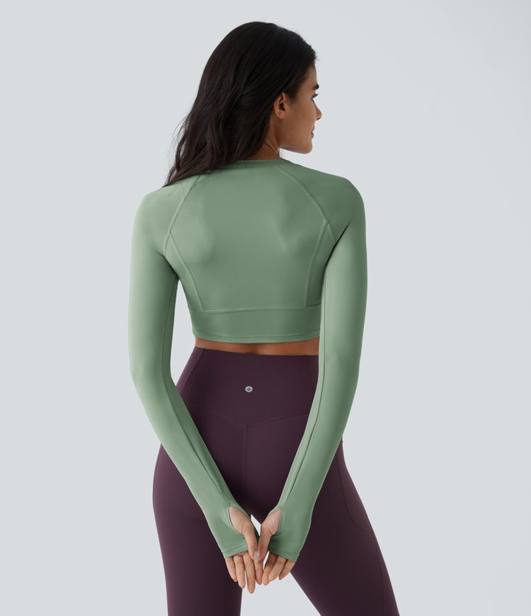 In My Feels schlichtes, kurz geschnittenes Sporttop mit Daumenloch