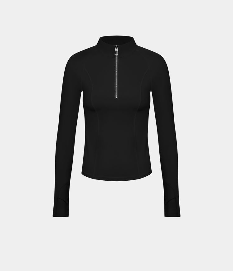 Softlyzero™ Plush Top deportivo yoga media cremallera agujeros para pulgares