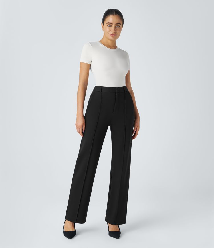 Pantalón Halara Flex™ traje oficina pierna recta bolsillo lateral tiro alto