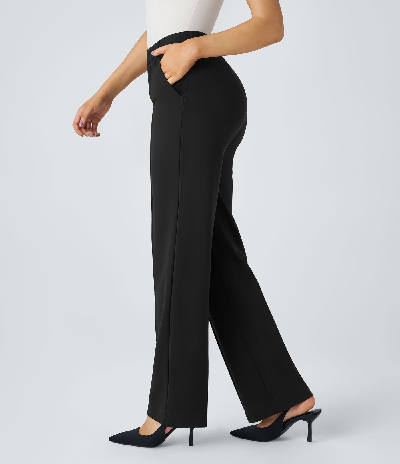 Pantalón Halara Flex™ traje oficina pierna recta bolsillo lateral tiro alto