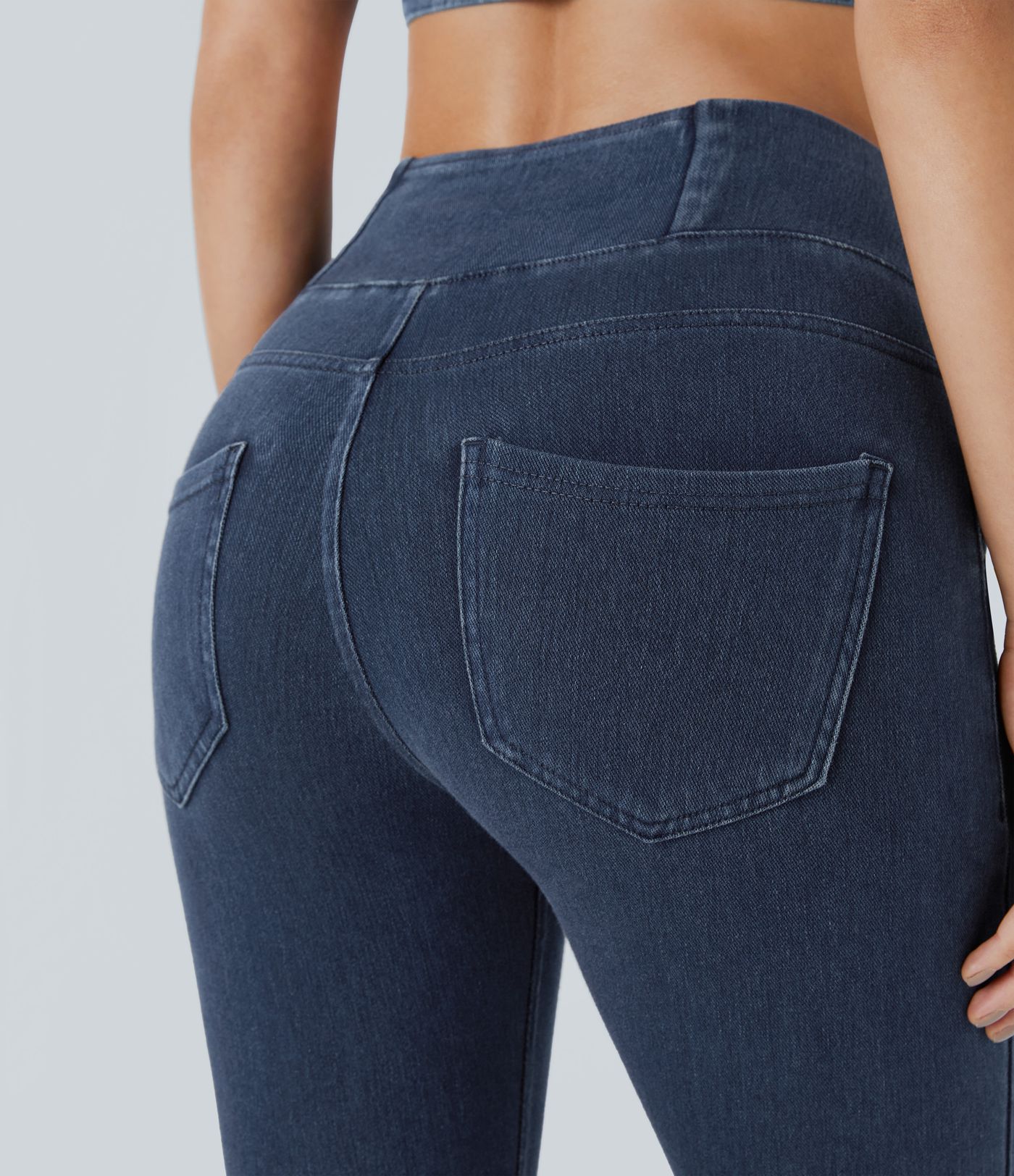Halara Flex™ Yüksek Bel Çapraz Cepli Denim İş Taytları