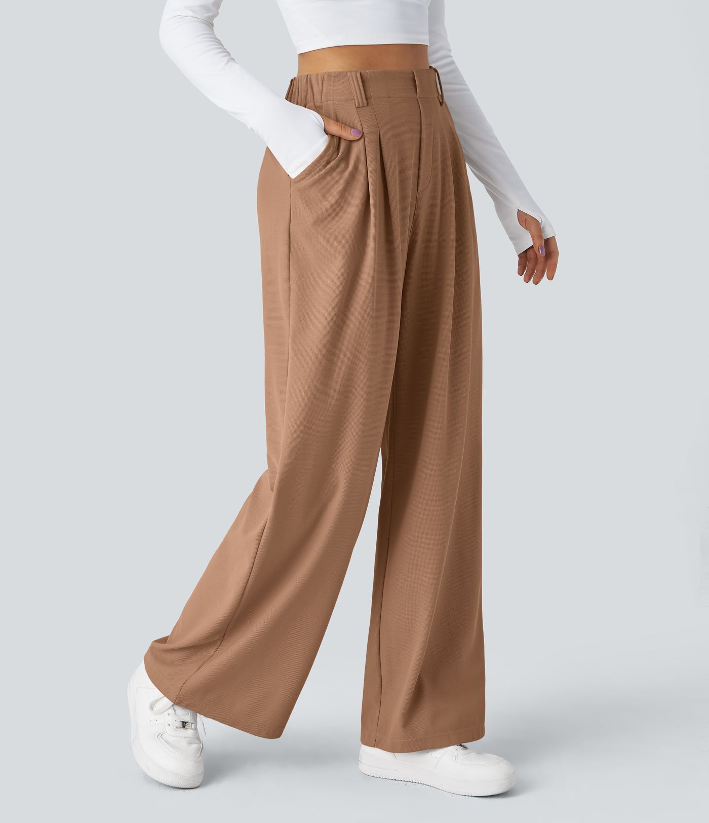 Halara Flex™ High Waisted wiht Pocket Wide Leg Waffle Women Suit Work Pants