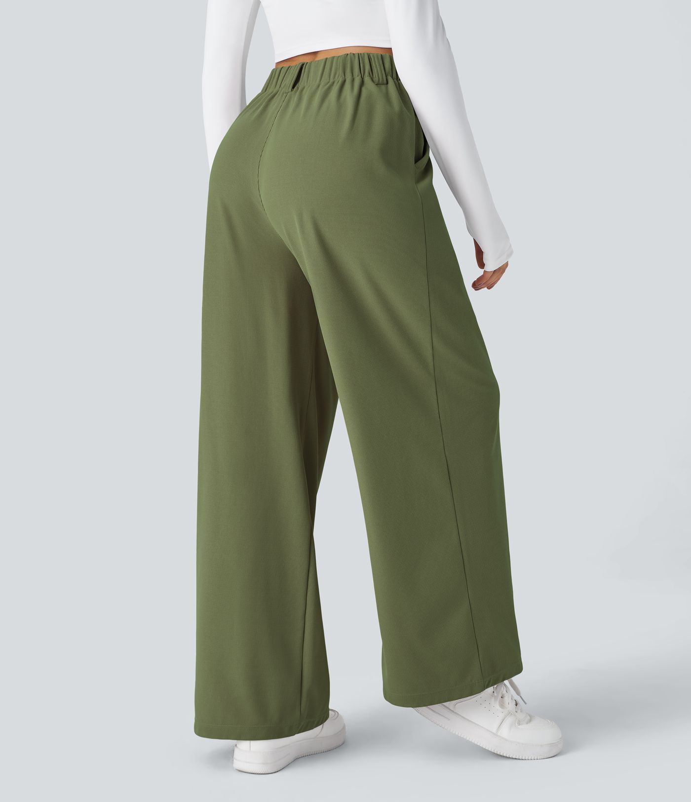 Halara Flex™ High Waisted Pocket Wide Leg Waffle Work Trousers
