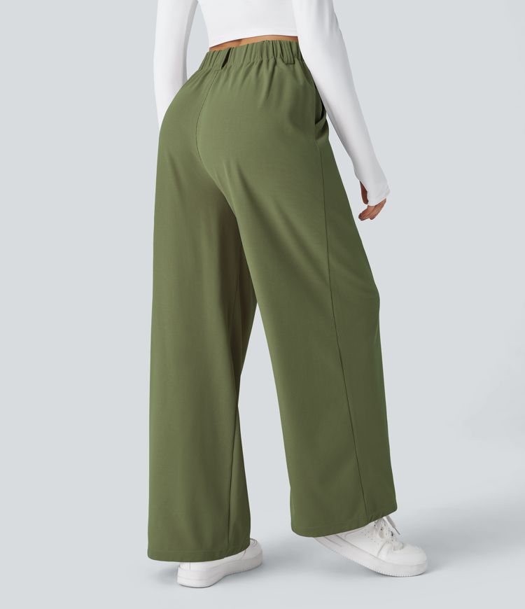 Halara Flex™ High Waisted Pocket Wide Leg Waffle Work Trousers