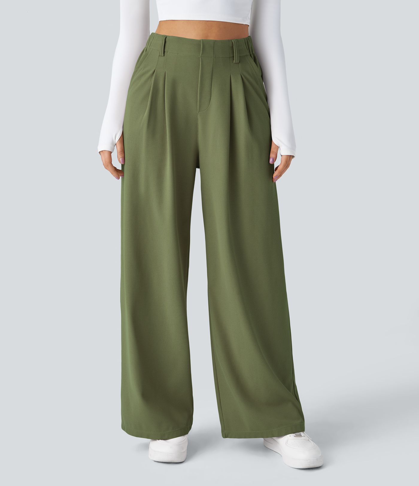 Halara Flex™ High Waisted Pocket Wide Leg Waffle Work Trousers