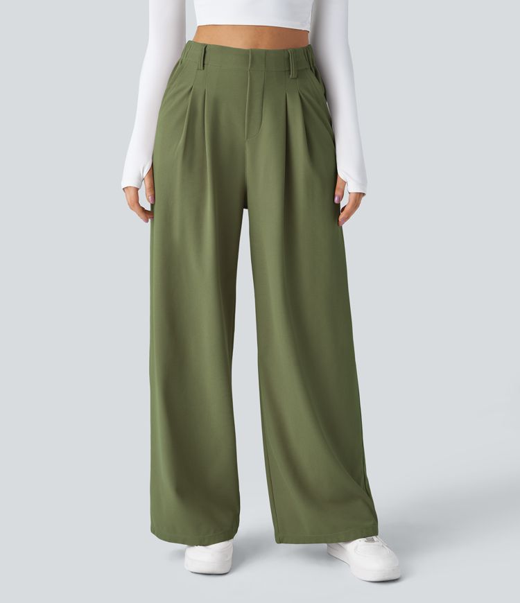 Halara Flex™ High Waisted Pocket Wide Leg Waffle Work Trousers