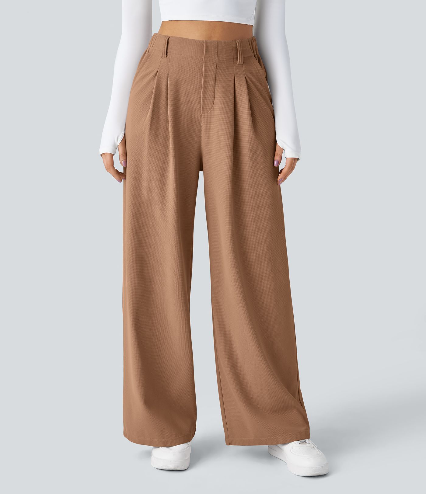 Halara Flex™ High Waisted wiht Pocket Wide Leg Waffle Women Suit Work Pants