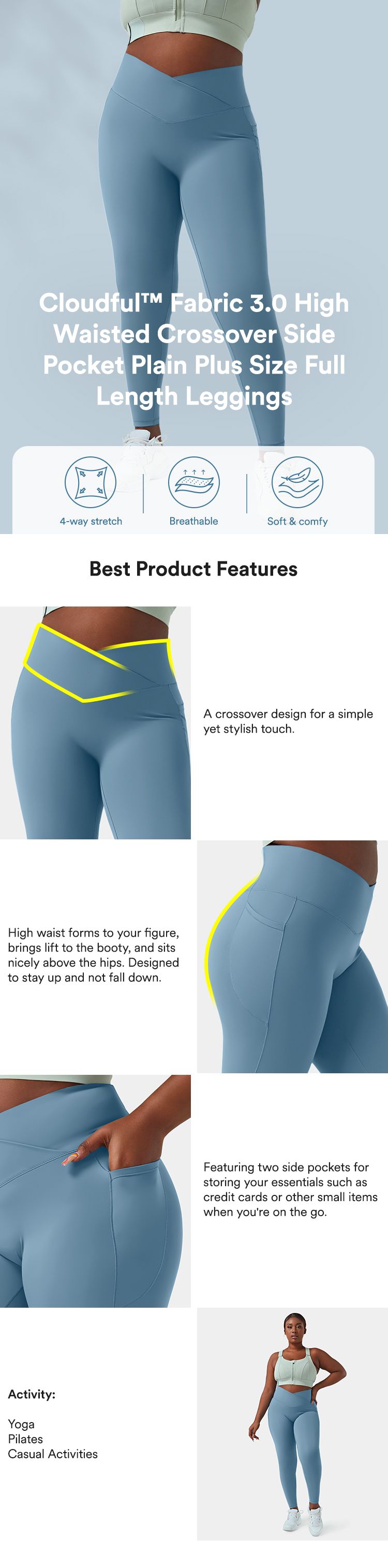Plus size leggings hot sale with side pockets