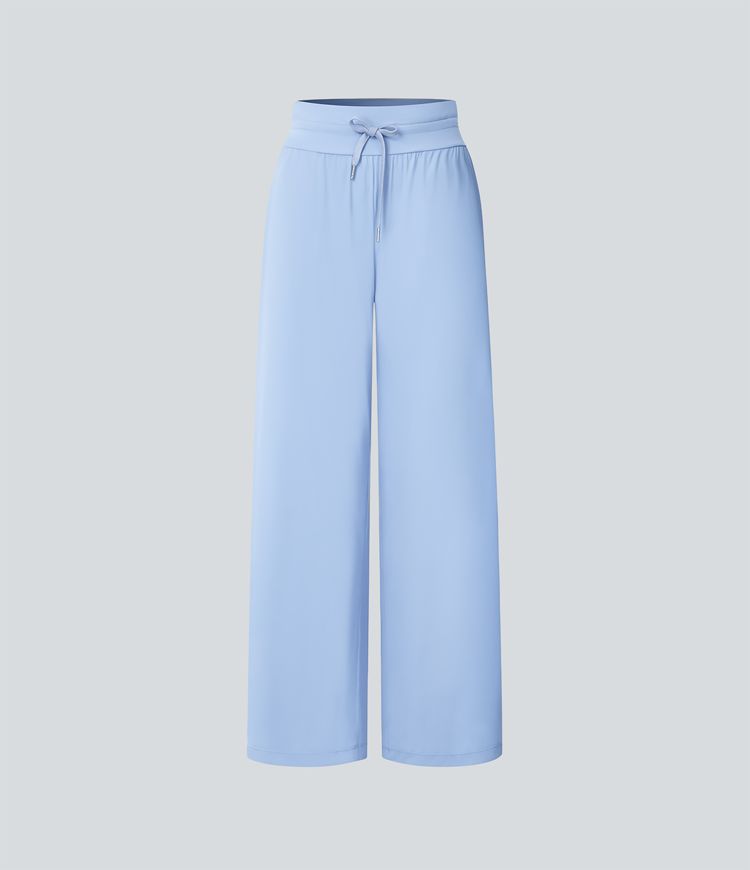Women's High Waisted Drawstring Pocket Wide Leg Cool Touch