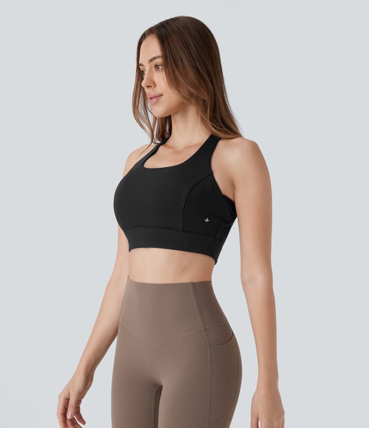 Low Support Backless Racerback Crisscross Yoga Sports Bra-D/DD/DDD/F Cups