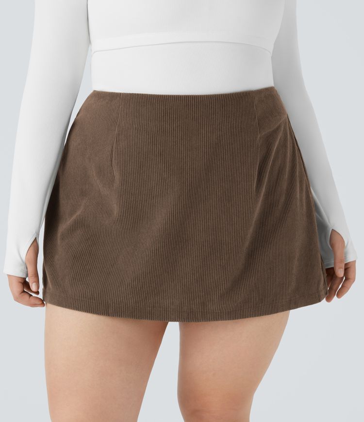Falda mini pana talla plus 2 en 1 cremallera invisible tiro alto