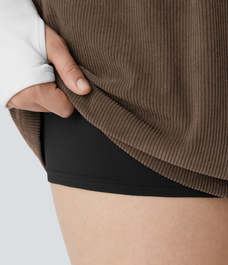 Falda mini pana talla plus 2 en 1 cremallera invisible tiro alto