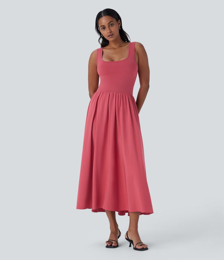 Breezeful™ Sleeveless Cut Out Quick Dry Maxi Casual Dress-Front and Back Wearable