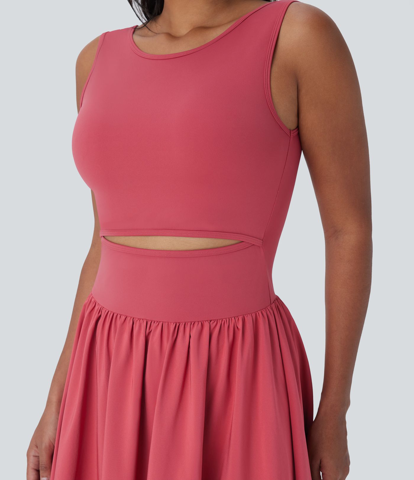 Breezeful™ Sleeveless Cut Out Quick Dry Maxi Casual Dress-Front and Back Wearable