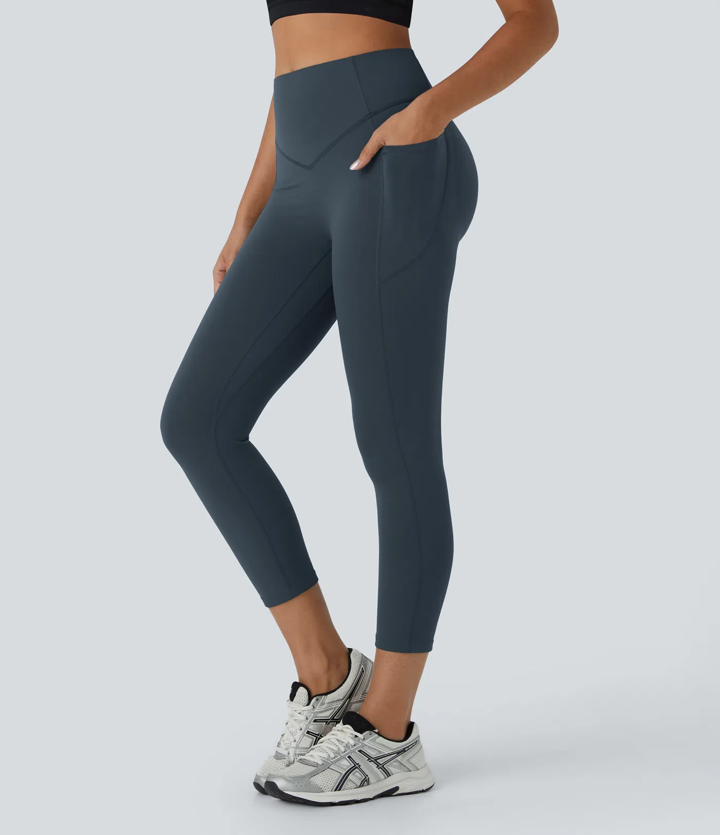 SoCinched - Po-Lifting- und Bauchkontrolle-Leggings mit hohem Bund, Seitentaschen, formende Capri-Trainings-UltraSculpt-Leggings