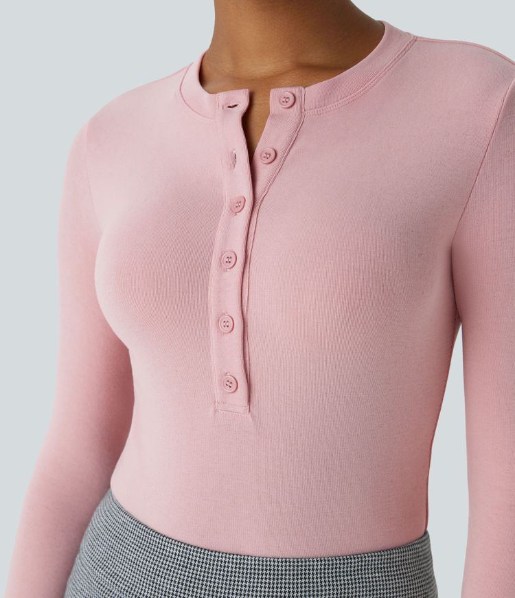 Round Neck Long Sleeve Skinny Thermal Work Bodysuit