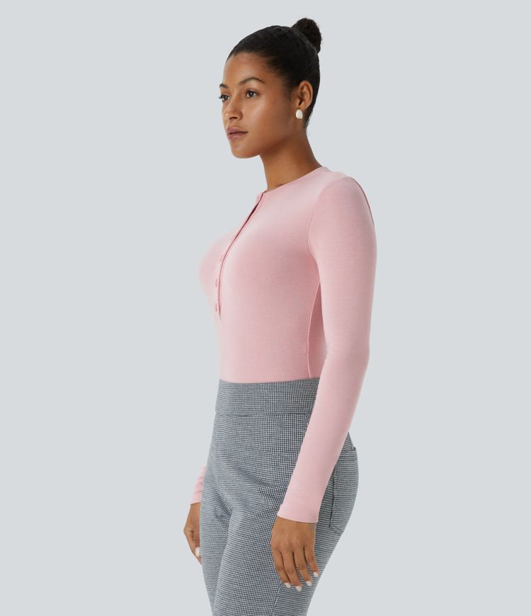 Round Neck Long Sleeve Skinny Thermal Work Bodysuit