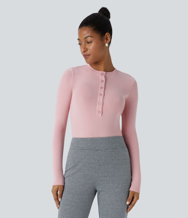 Round Neck Long Sleeve Skinny Thermal Work Bodysuit