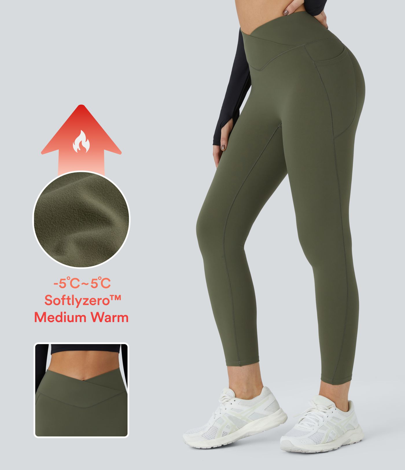 Softlyzero™ Plush Thermal High Waisted Crossover Side Pocket Yoga Leggings
