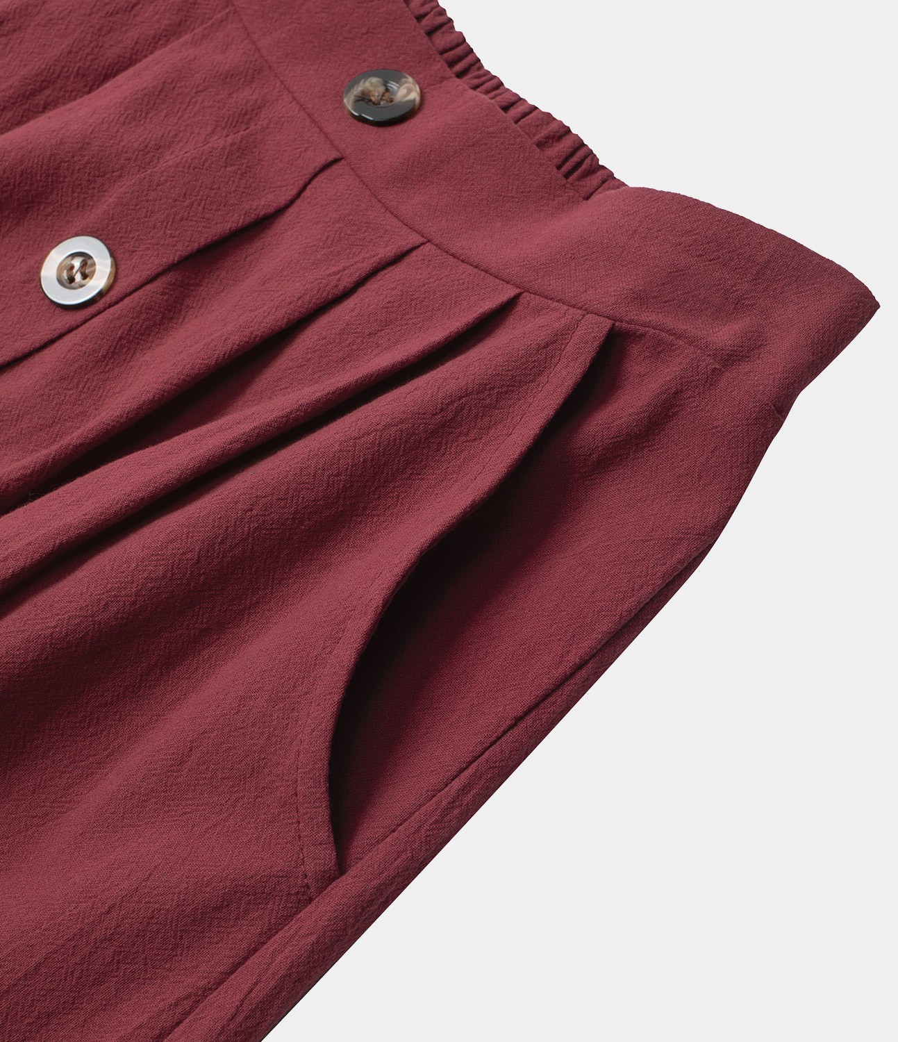 Jupe Midi Casual en Lin avec Taille Haute et Poches en Ligne A