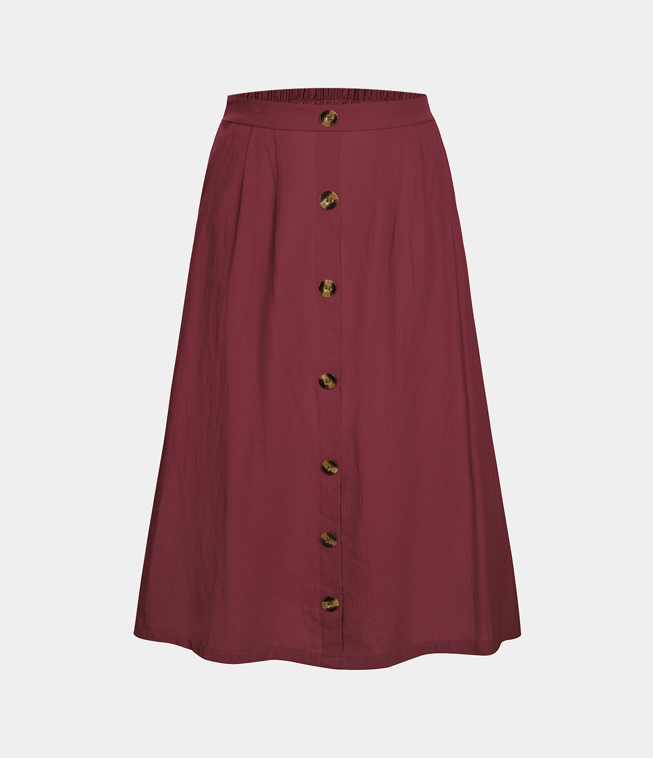 Jupe Midi Casual en Lin avec Taille Haute et Poches en Ligne A