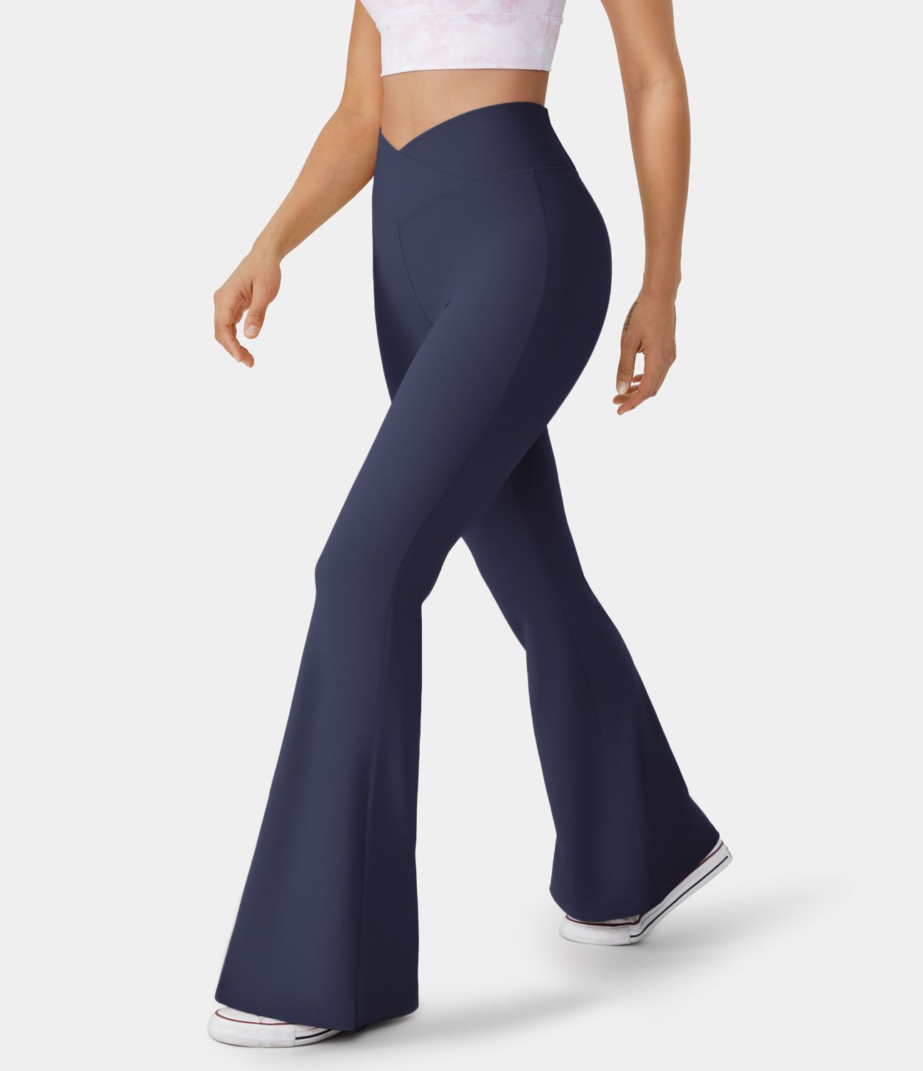 Softlyzero™ Pantalon Super Évasés en Polaire à Taille Haute Croisée avec Poches Arrière