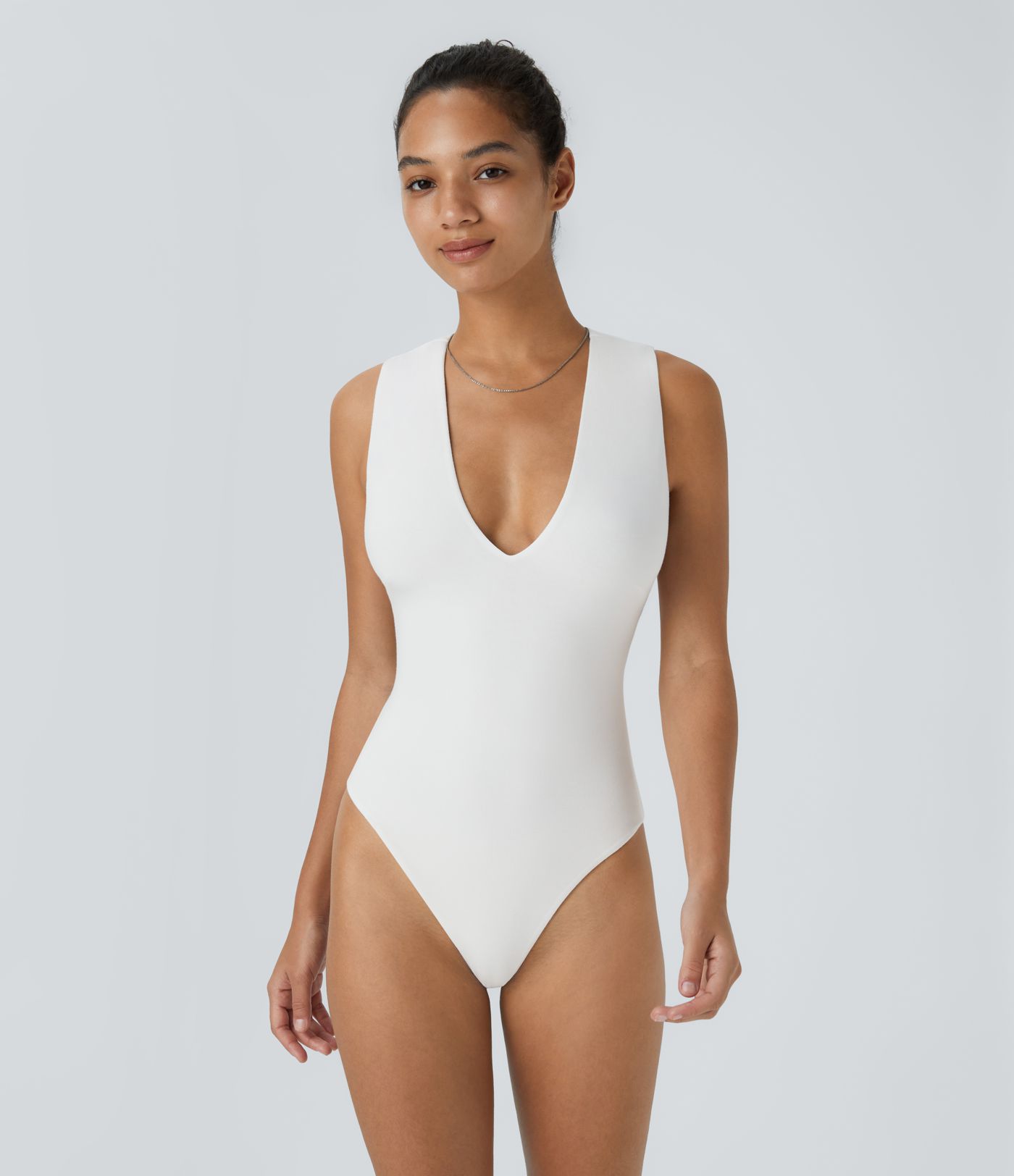 V Neck Backless Crisscross Casual Bodysuit