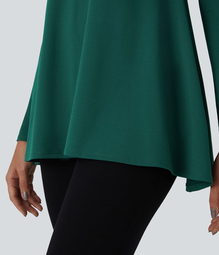 Blusa túnica manga larga cuello redondo