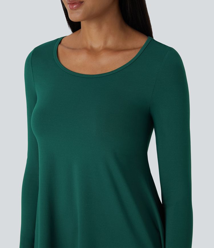 Blusa túnica manga larga cuello redondo