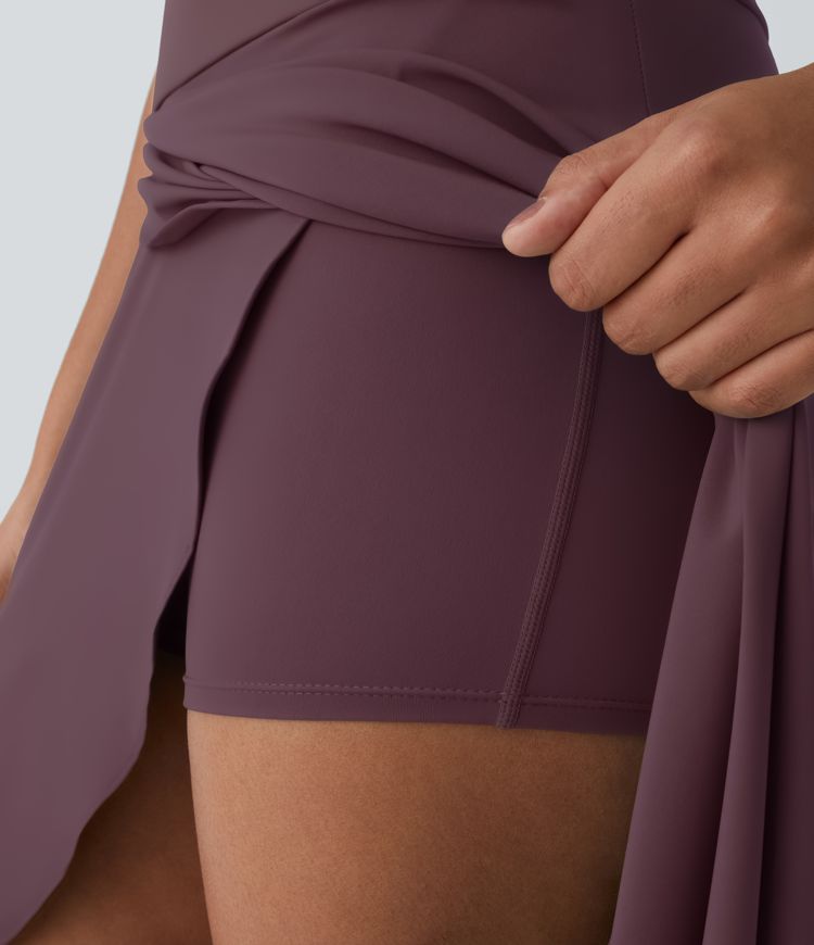 Falda Breezeful™ larga regular tiro alto volante alto bajo 2 en 1 fluida secado rápido