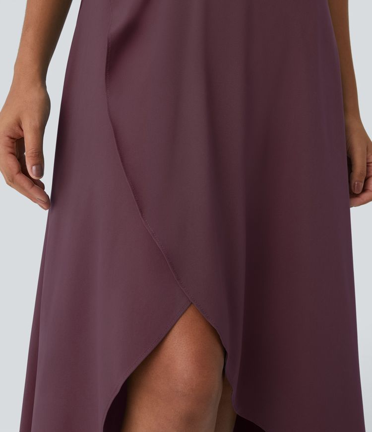 Falda Breezeful™ larga regular tiro alto volante alto bajo 2 en 1 fluida secado rápido