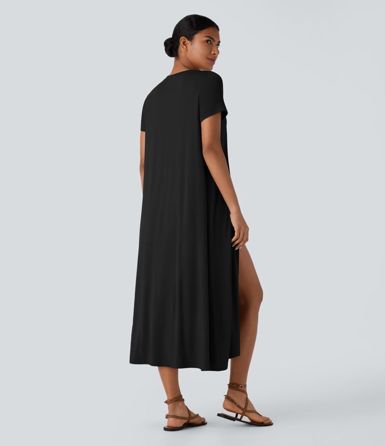 Crossover-topp med fållkant, lång