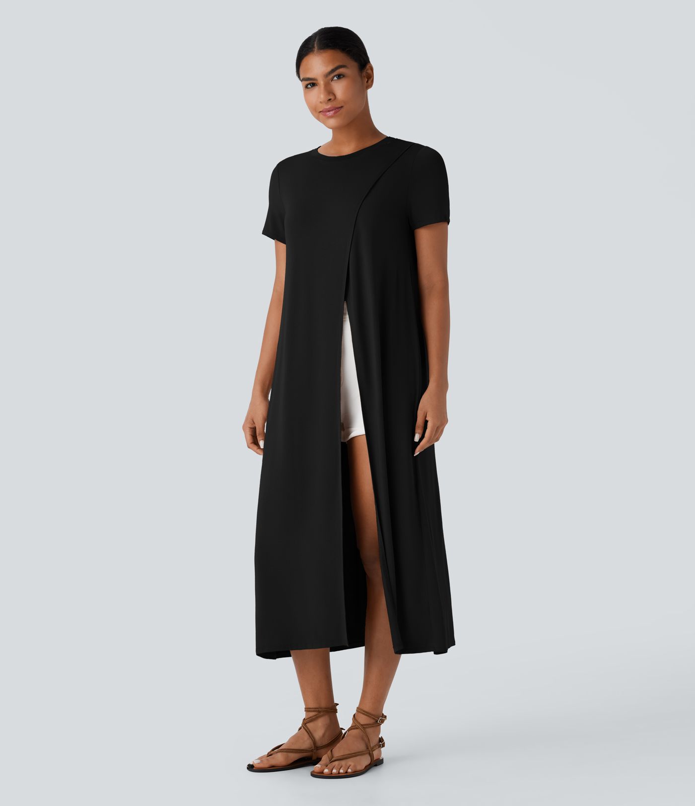 Crossover-topp med fållkant, lång