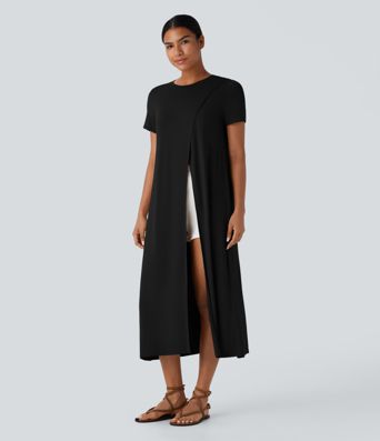 Crossover-topp med fållkant, lång