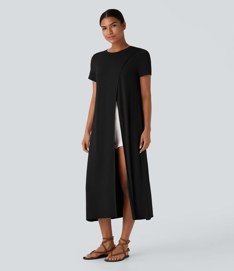 Crossover-topp med fållkant, lång