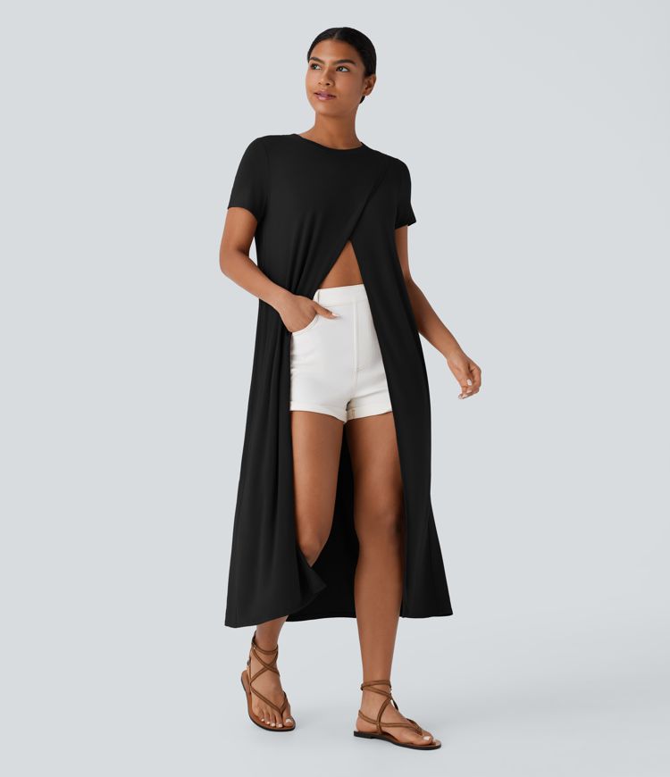 Crossover-topp med fållkant, lång