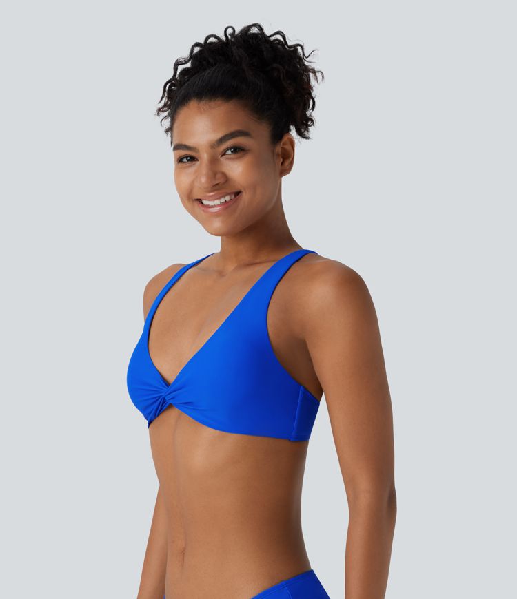 Deep V Neck Bikini Top Swimsuit