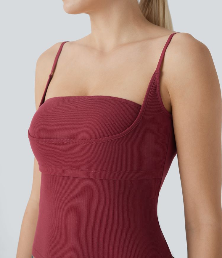 Top ajustado 2 en 1 acanalado