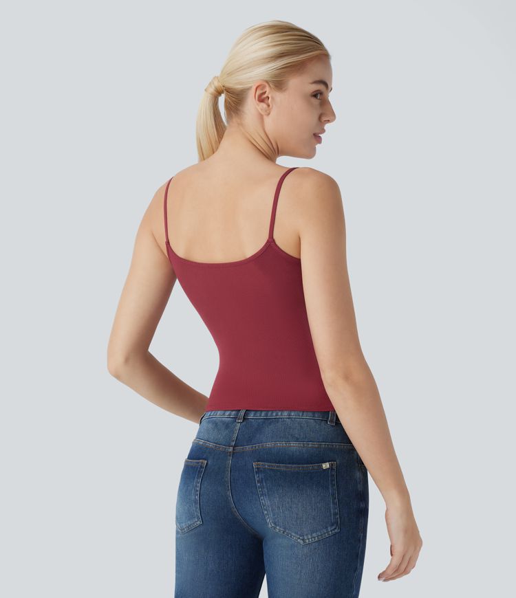 Top ajustado 2 en 1 acanalado