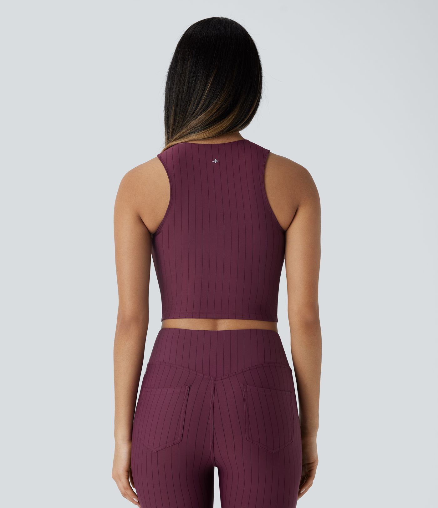 Ruched Stripe Cropped  Yoga Sports Top