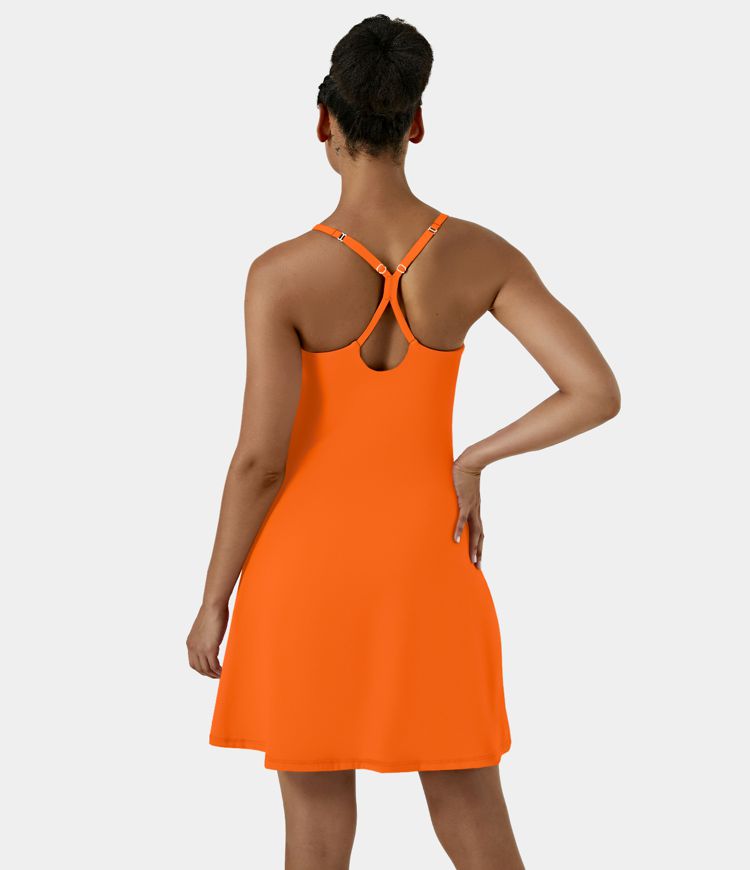 Softlyzero™ Airy Backless Cut Out Adjustable Strap 2-in-1 Pocket Cool Touch Longer Active Dress-UPF50+