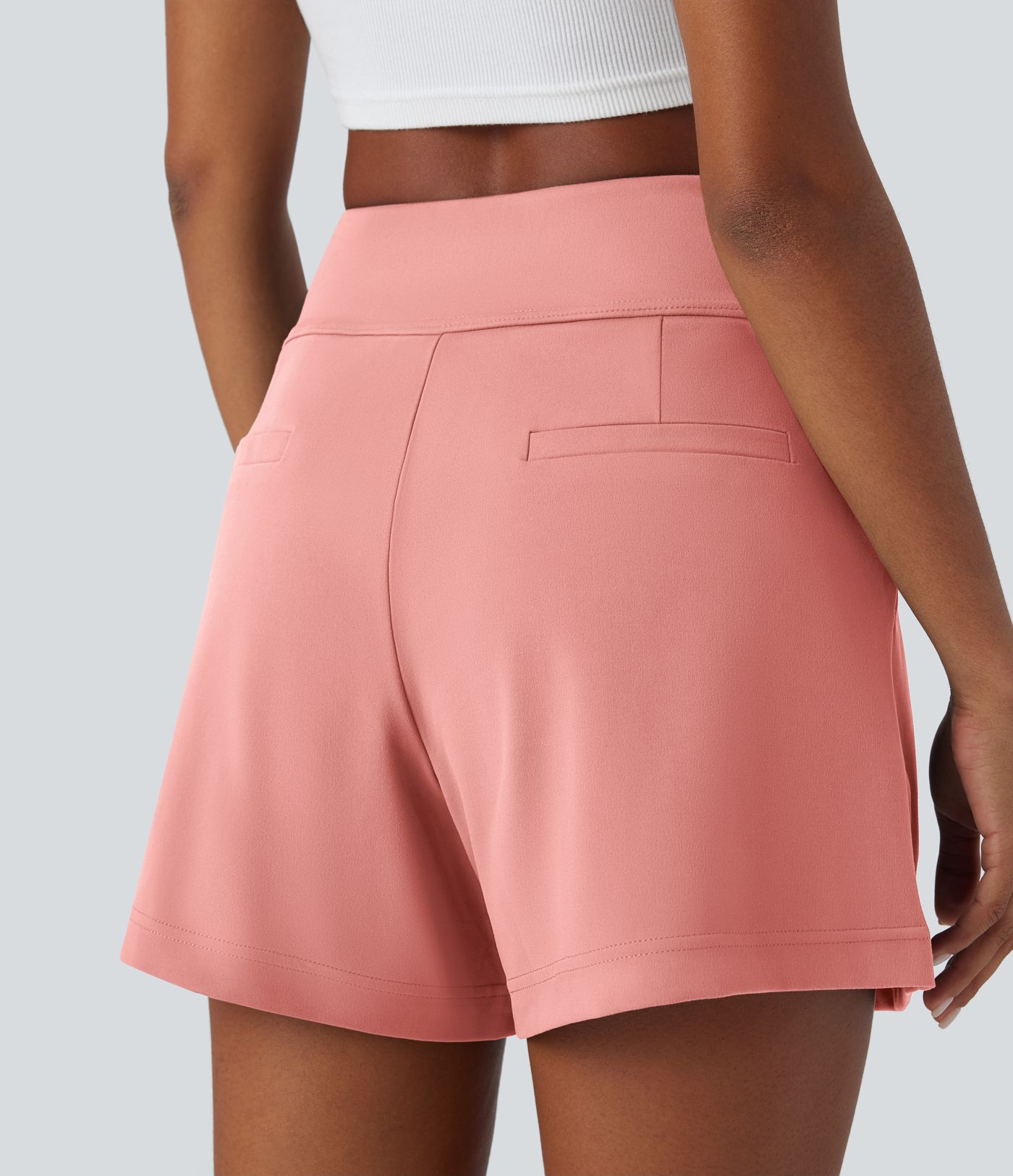 DayStretch High Waisted Pocket Wide Leg Work Shorts