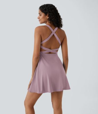 Rückenfreies, schlichtes, ausgestelltes, zweiteiliges Barre-Balletttanzkleid mit Schnürung-Venus