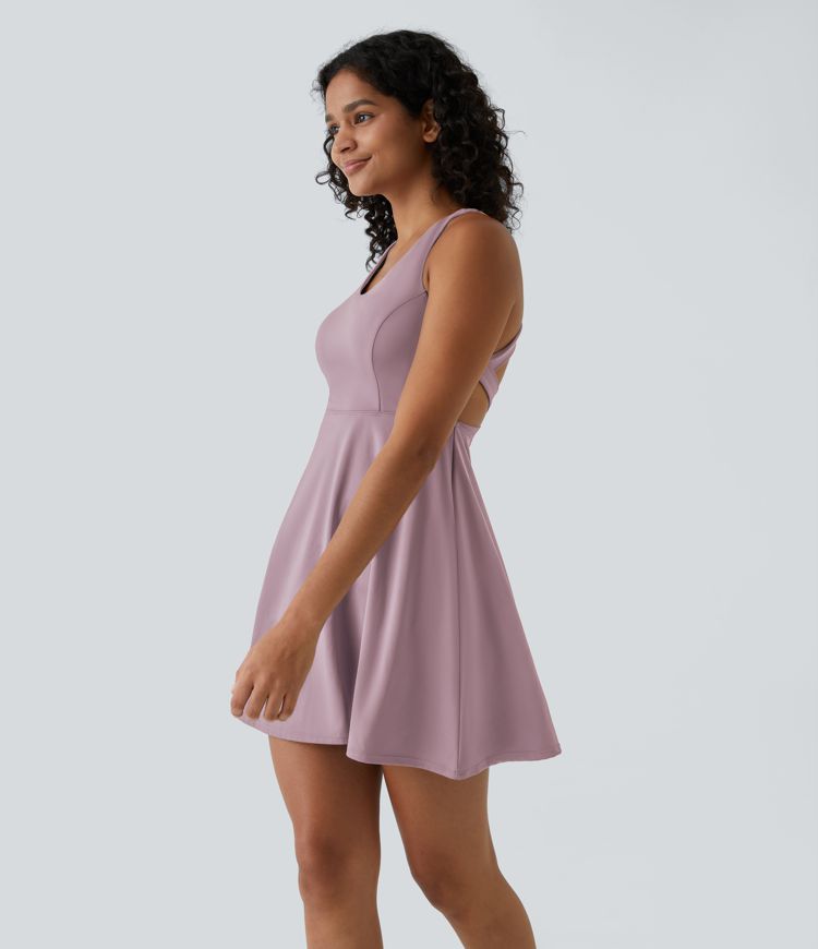 Rückenfreies, schlichtes, ausgestelltes, zweiteiliges Barre-Balletttanzkleid mit Schnürung-Venus