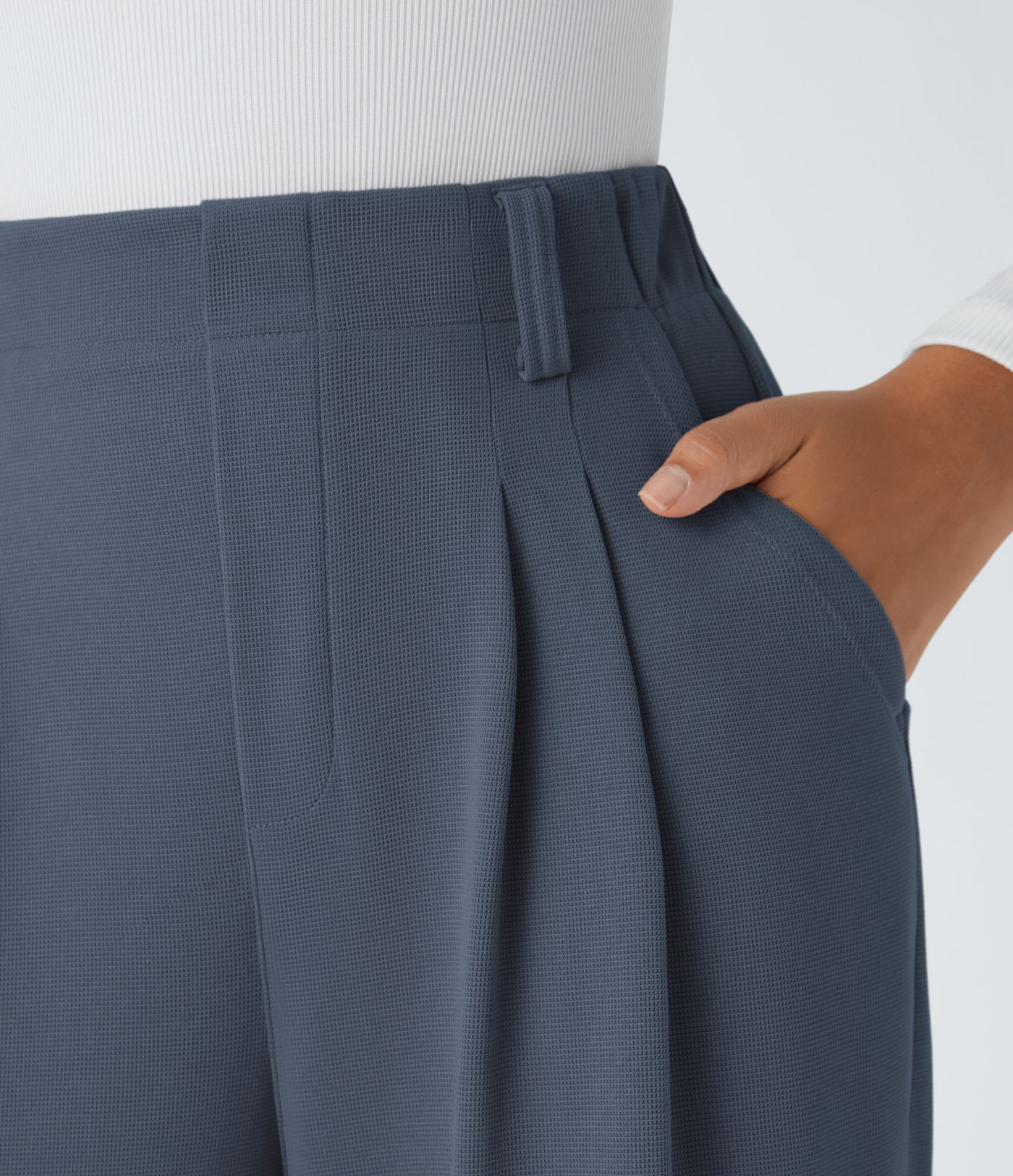 Pantalon de Travail Évasé à Taille Haute avec Poches Halara Flex™ en Gaufré Pantalon de Travail Évasé à Taille Haute avec Poches Halara Flex™ en Gaufré