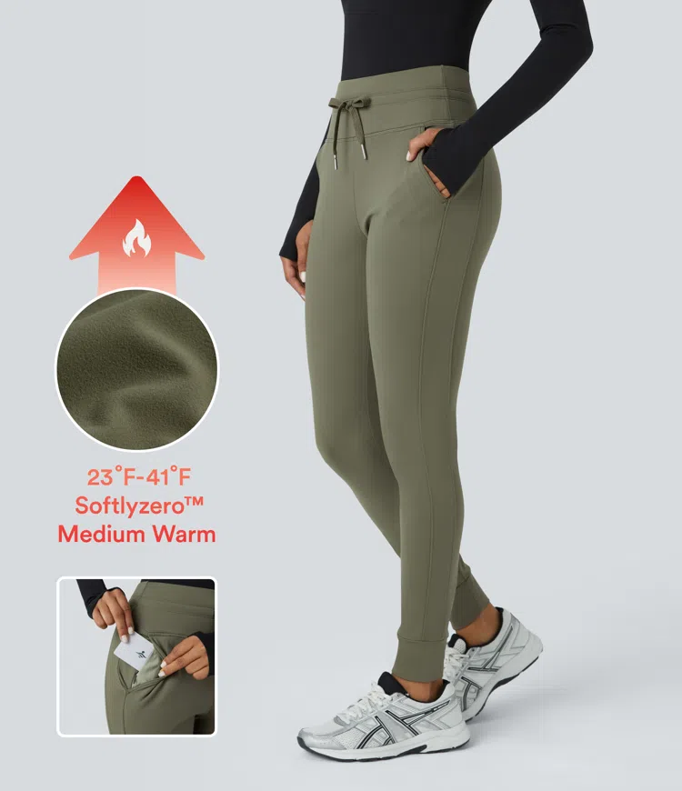 Softlyzero™ Thermal High Waist Drawstring Side Pocket Regular Inseam Yoga Jogger Pants
