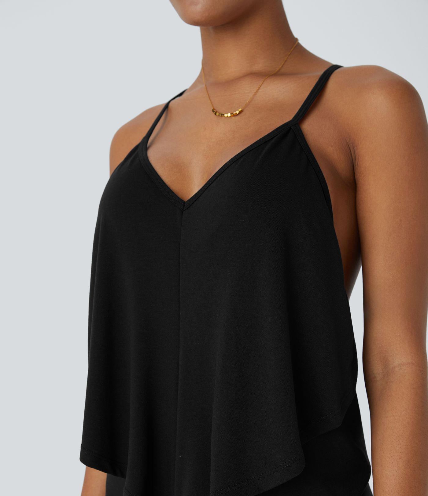 V Neck Backless Tie Back Ruched Maxi Resort Slip Dress