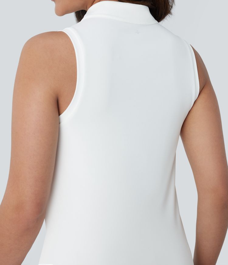 Lightweight Polo Neck Split Hem Golf Tank Vest Top