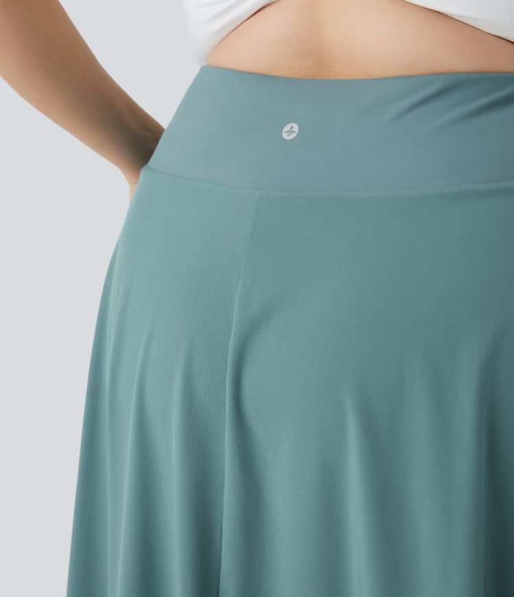 Falda midi Breezeful™ fluida 2 en 1 volante alto bajo tiro alto secado rápido talla grande