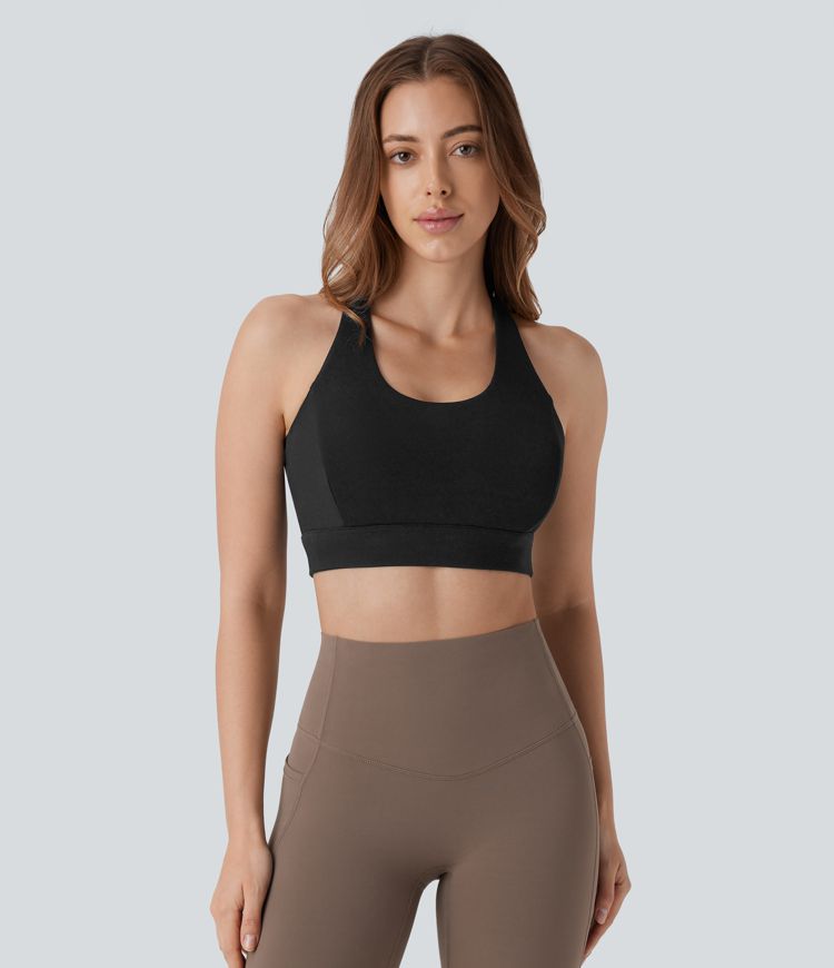 Low Support Backless Racerback Crisscross Yoga Sports Bra-D/DD/DDD/F Cups